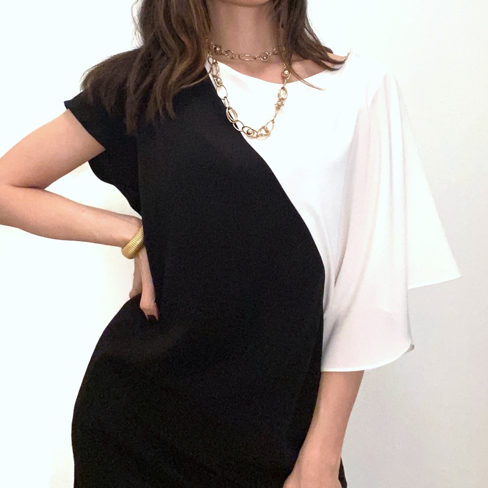 Zara extra long tunic style B/W top